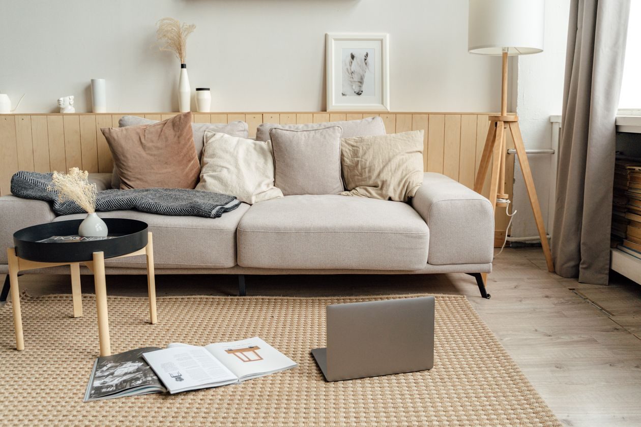 A calm, beautifully designed interior in warm neutral tones